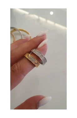 ANILLO CIRCONIAS DORADO