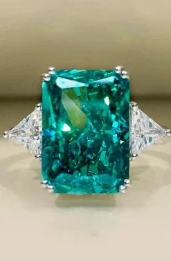 ANILLO DE PLATA CON ESMERALDA VINTAGE CON CIRCONITAS