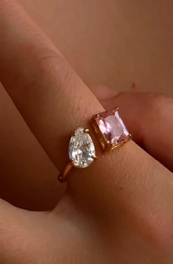 ANILLO DOBLE ROSA Y CRISTAL