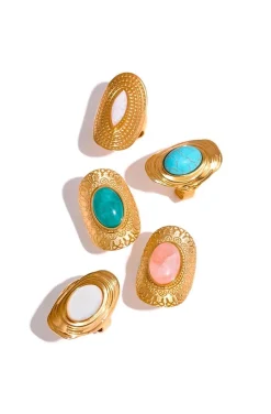 ANILLO DORADO PIEDRA MARFIL