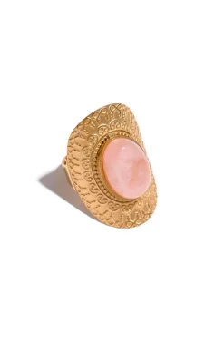 ANILLO DORADO PIEDRA ROSA