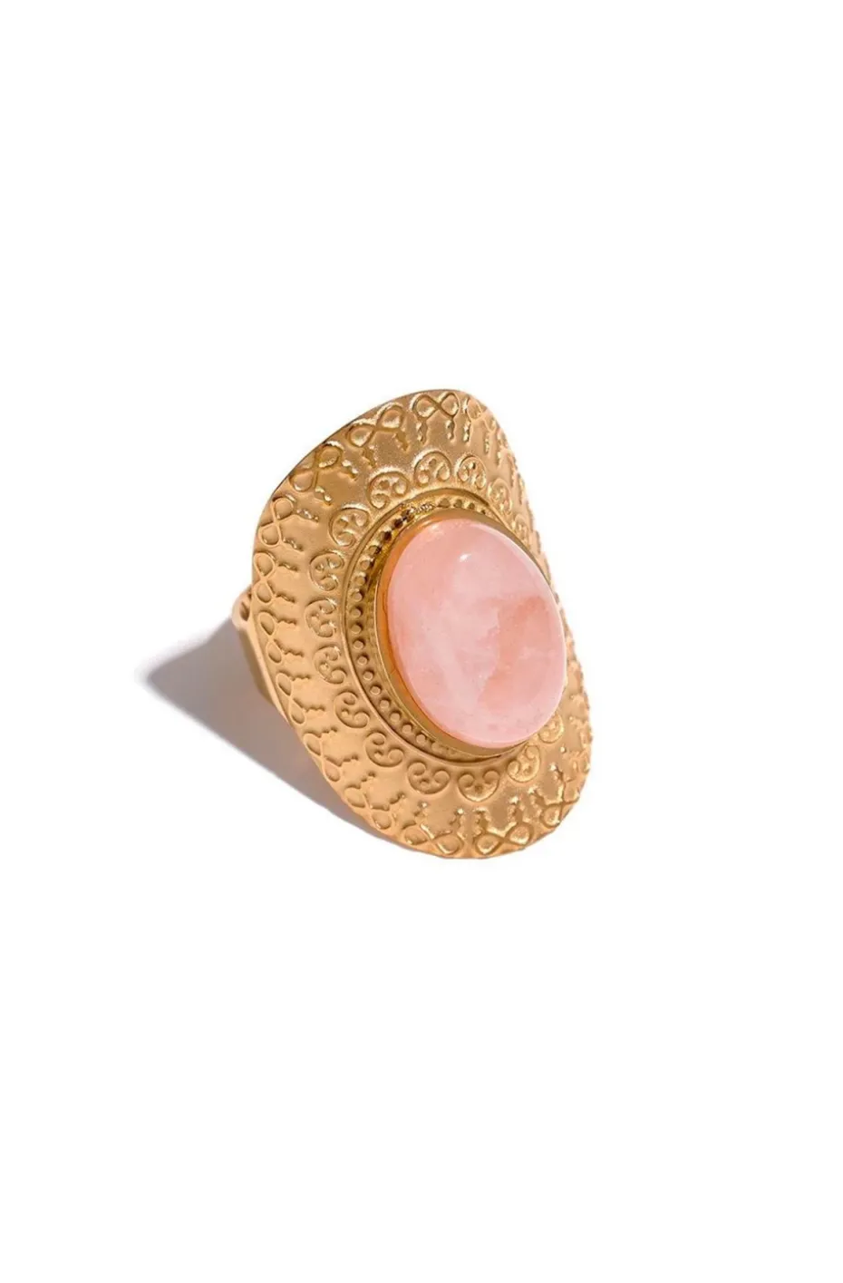 ANILLO DORADO PIEDRA ROSA