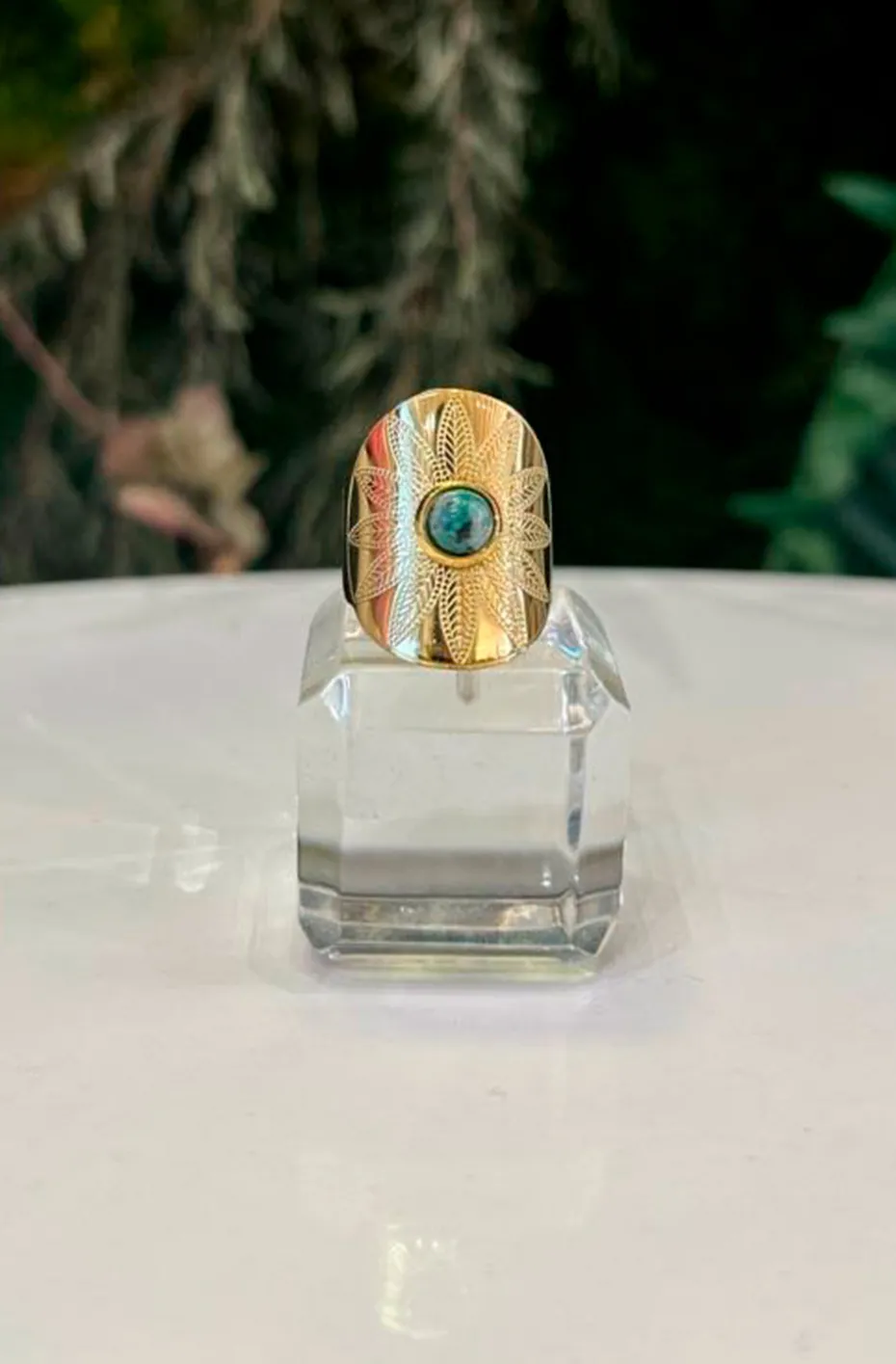 ANILLO FLOR Y TURQUESA