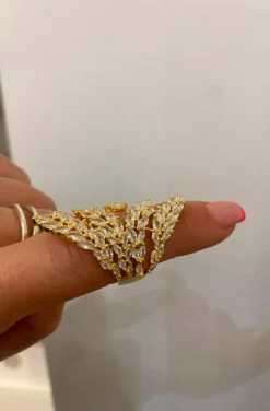 ANILLO HOJAS PALMERA DORADO