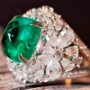 ANILLO JOYA CIRCONITAS Y CRISTAL ESMERALDA