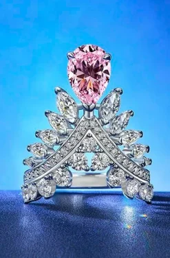 ANILLO PRINCESA DE PLATA PIEDRA ROSA