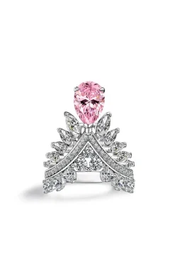 ANILLO PRINCESA DE PLATA PIEDRA ROSA