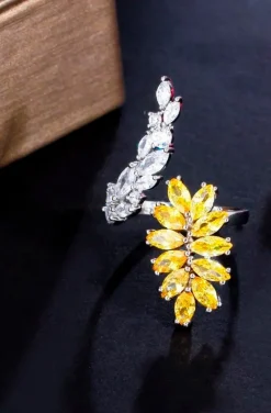 ANILLO RAMAS CON CIRCONITAS PLATA Y CITRINO