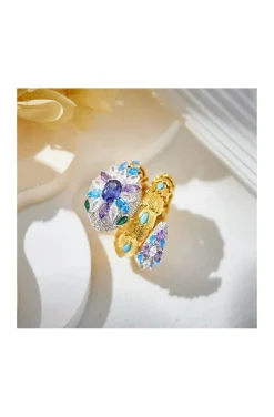 ANILLO SERPIENTE CIRCONITAS Y TURQUESAS