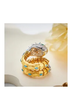 ANILLO SERPIENTE CIRCONITAS Y TURQUESAS