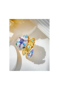 ANILLO SERPIENTE CIRCONITAS Y TURQUESAS