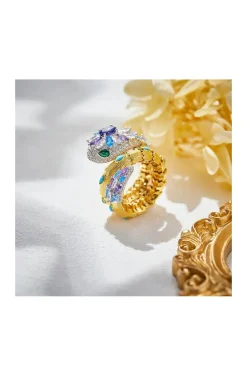 ANILLO SERPIENTE CIRCONITAS Y TURQUESAS