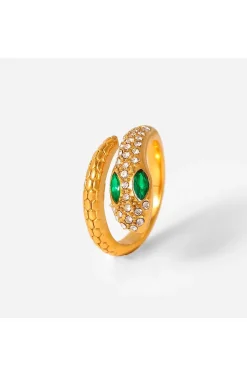ANILLO SERPIENTE OJOS VERDE ESMERALDA