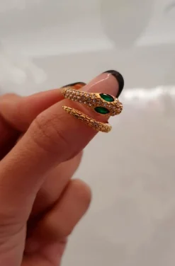 ANILLO SERPIENTE OJOS VERDE ESMERALDA