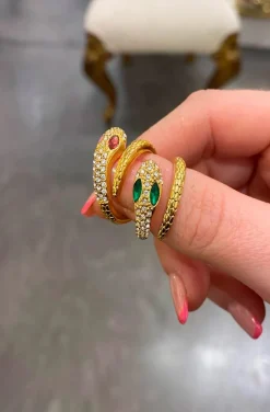 ANILLO SERPIENTE OJOS VERDE ESMERALDA