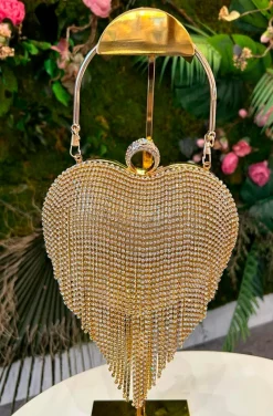 BOLSO CORAZÓN CRISTALES DORADO