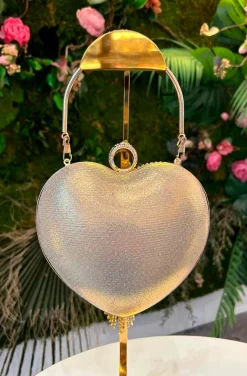 BOLSO CORAZÓN CRISTALES DORADO