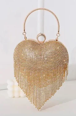 BOLSO CORAZÓN CRISTALES DORADO