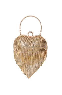 BOLSO CORAZÓN CRISTALES DORADO