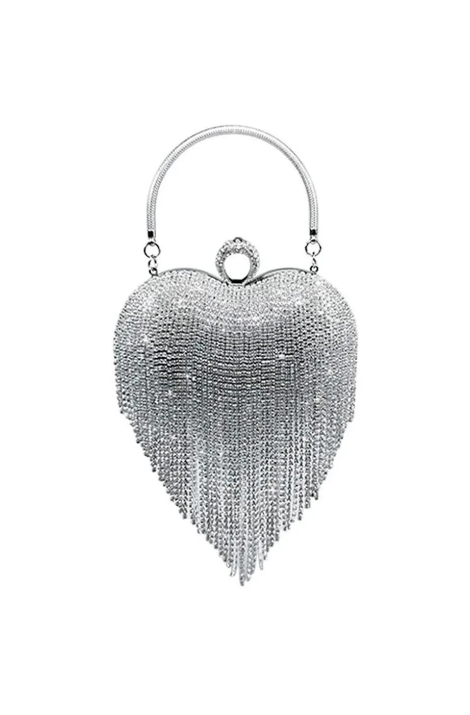 BOLSO CORAZÓN DE CRISTALES PLATA