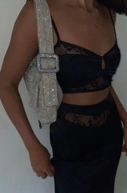 BOLSO CRISTALES PLATA CON HEBILLA