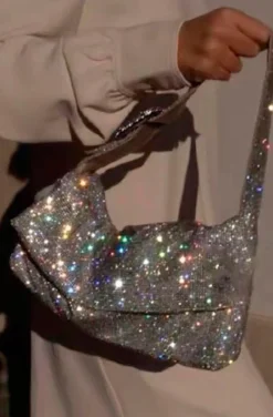 BOLSO CRISTALES PLATA CON HEBILLA
