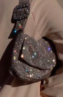 BOLSO CRISTALES PLATA CON HEBILLA