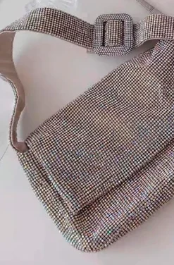 BOLSO CRISTALES PLATA CON HEBILLA
