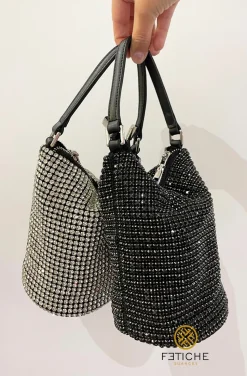 BOLSO DIAMANTES PLATA