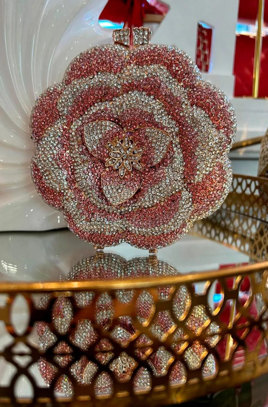 BOLSO FLOR TONOS ROSA