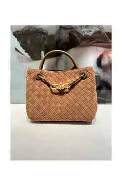 BOLSO TRENZADO ANTE CAMEL