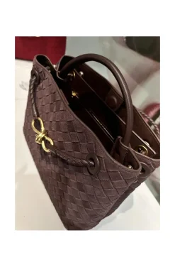 BOLSO TRENZADO ANTE MARRÓN