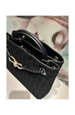 BOLSO TRENZADO ANTE NEGRO
