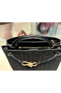 BOLSO TRENZADO ANTE NEGRO