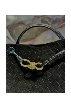BOLSO TRENZADO ANTE NEGRO