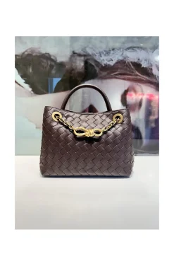 BOLSO TRENZADO PIEL MARRÓN CHOCOLATE