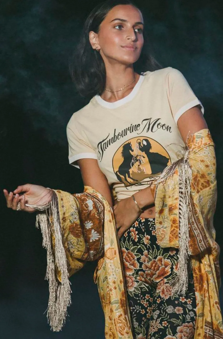 CAMISETA TAMBOURINE MOON ORGANIC SHRUNKEN TEE WHEAT