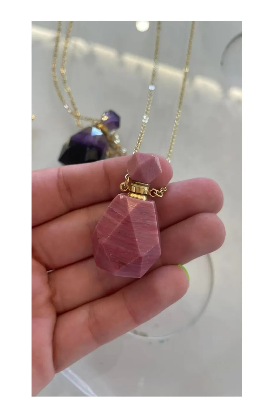 COLLAR BOTELLITA BOHO JADE ROSA