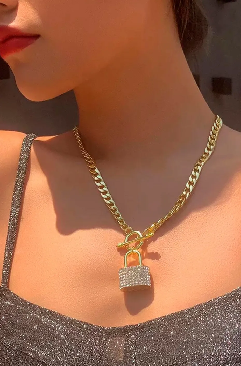 COLLAR CADENA CANDADO JOYA