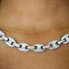 COLLAR CADENA PLATA ESLABONES café