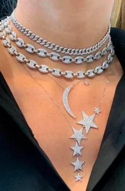 COLLAR CADENA PLATA ESLABONES café