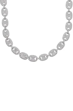 COLLAR CADENA PLATA ESLABONES café