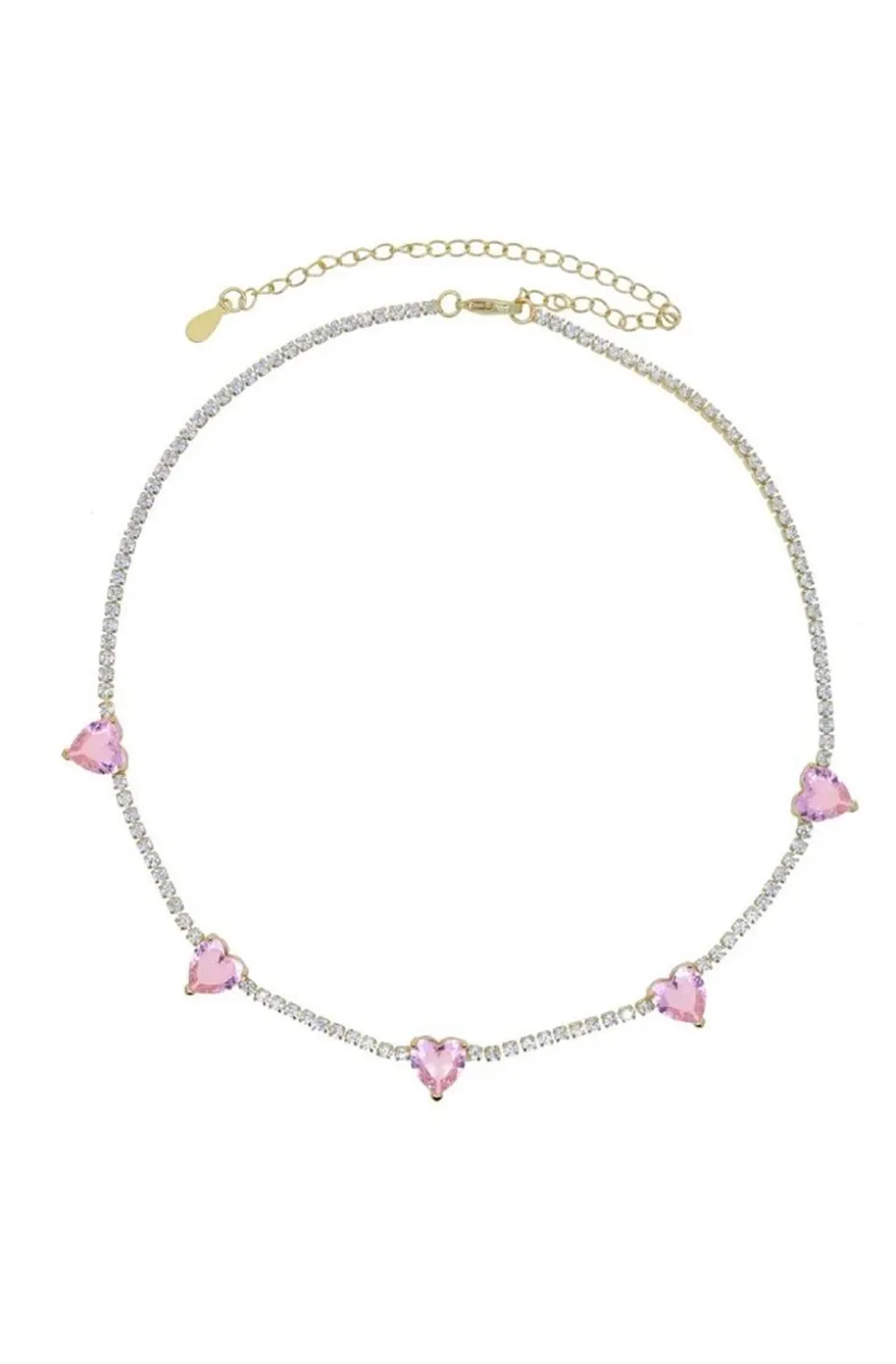 COLLAR CORAZONES ROSAS