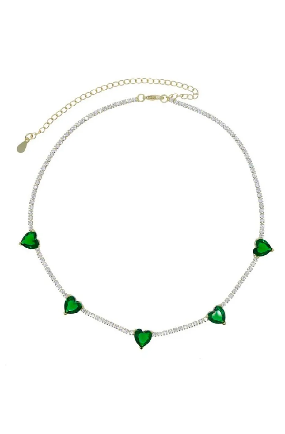COLLAR CORAZONES VERDE ESMERALDA