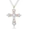 COLLAR CRUZ PERLAS Y CRISTALES
