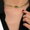 COLLAR DOBLE CADENAS Y ESMERALDA