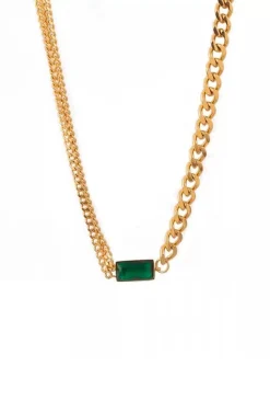 COLLAR DOBLE CADENAS Y ESMERALDA