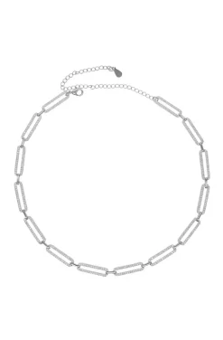 COLLAR ESLABONES CIRCONITAS COLOR PLATA