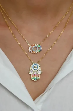 COLLAR MANO DE FATIMA MULTICOLOR