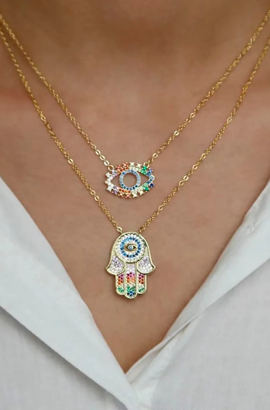 COLLAR MANO DE FATIMA MULTICOLOR